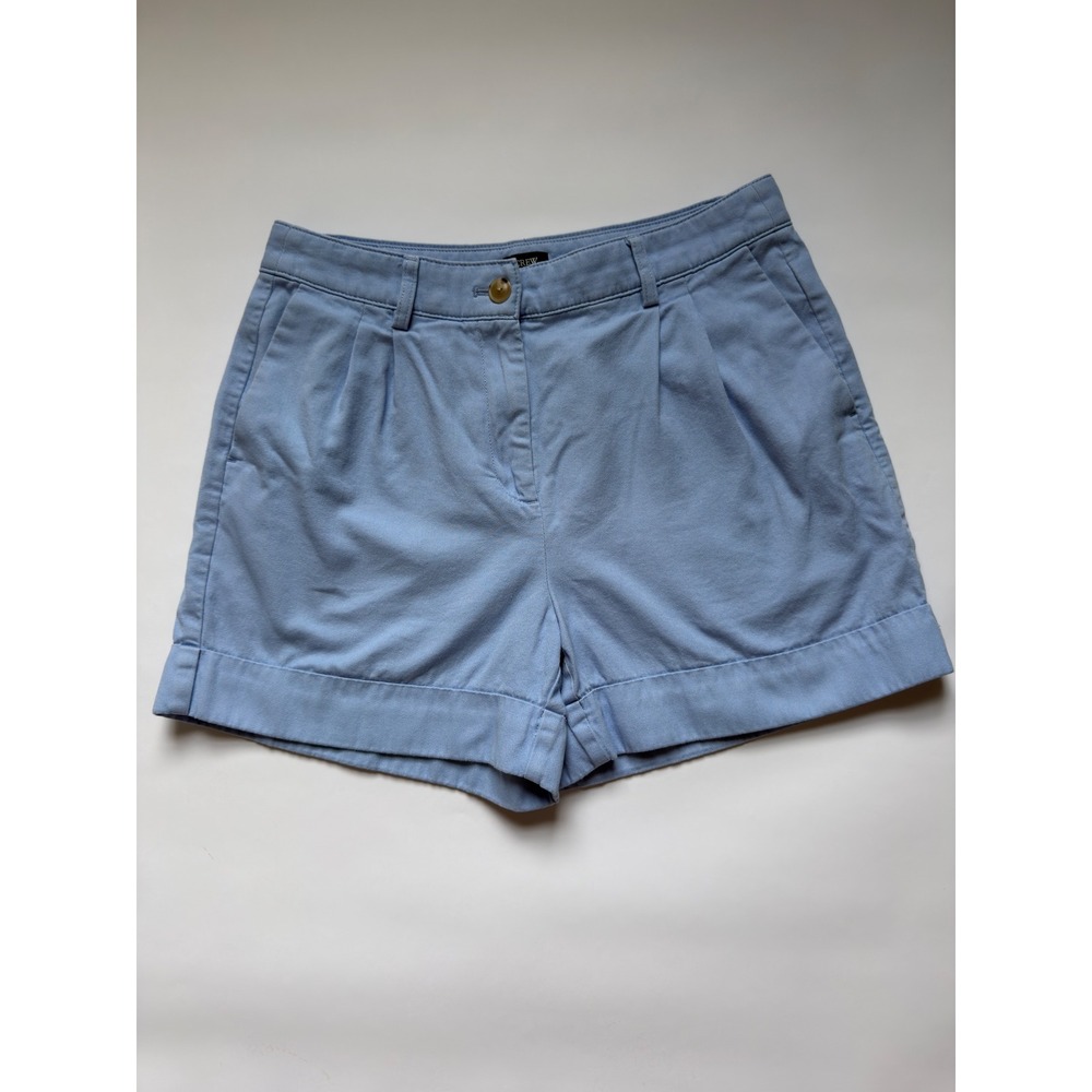 J.Crew Blue Pleated Chino Shorts Cuffed High Rise BY446 Womens 6